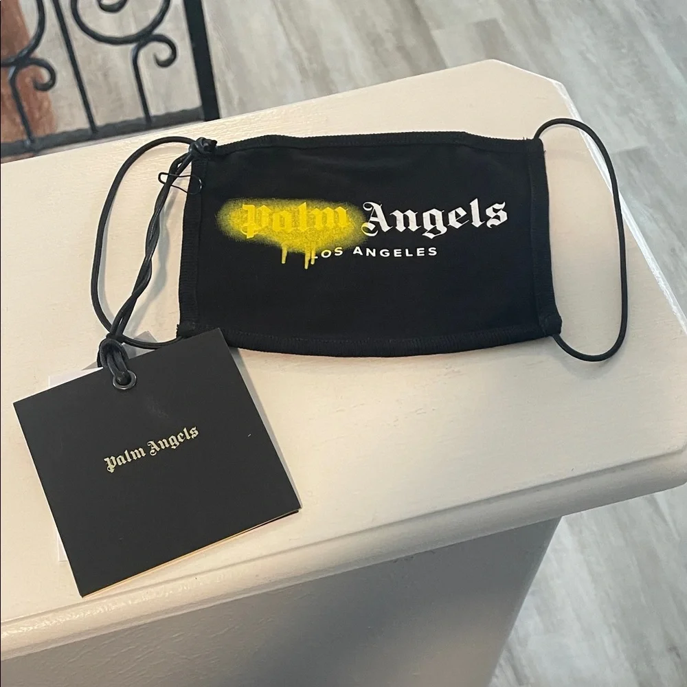 Palm Angels Black Face Masks with Green and Yellow Spray Accents (Set of 3)